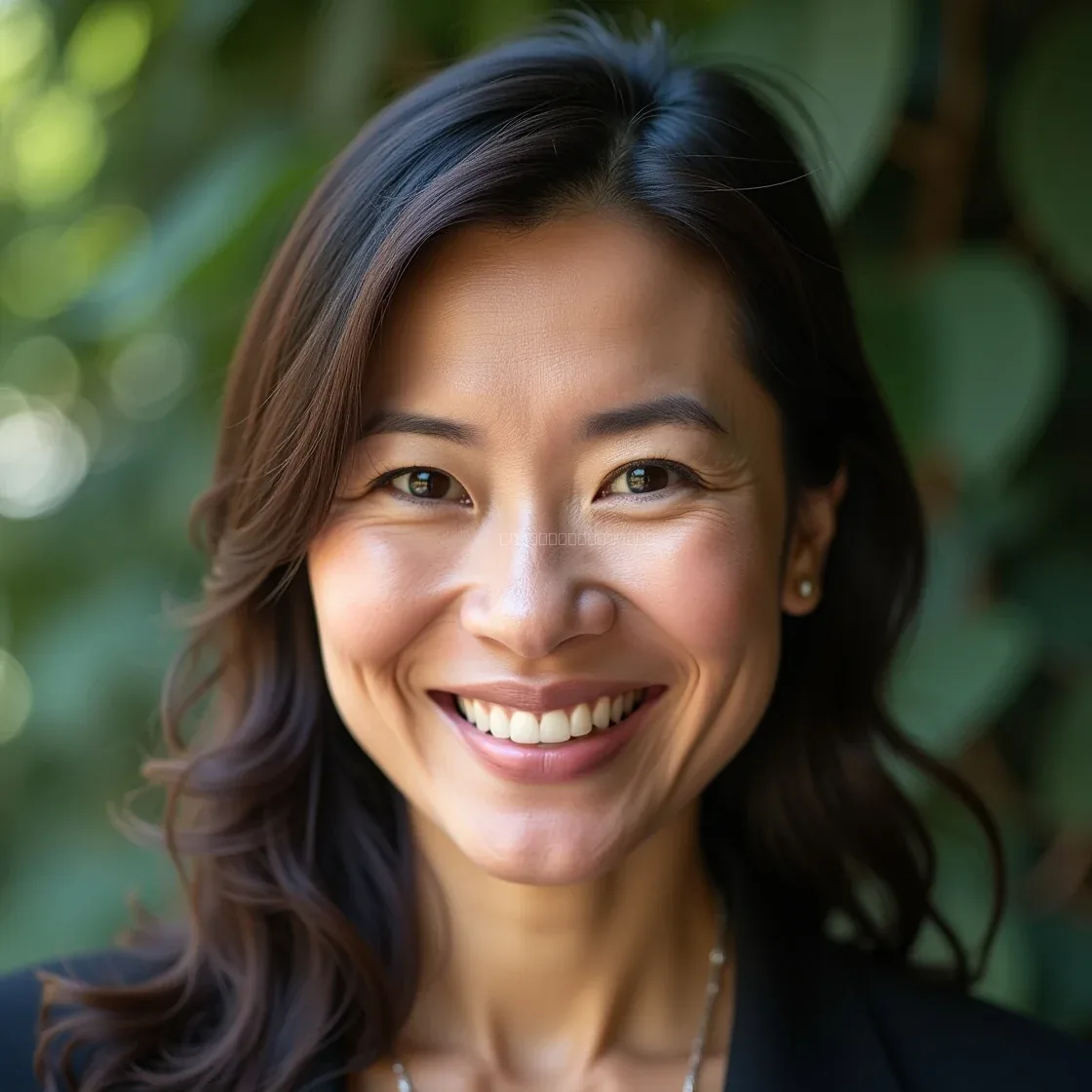 Portrait of a female facilitator in a modern meeting room guiding a small group session